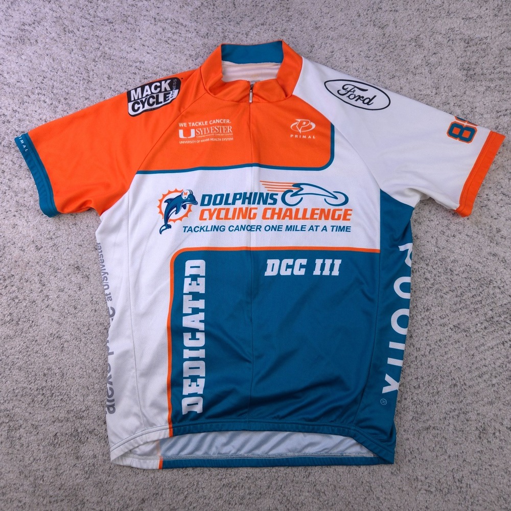Miami Dolphins Cycling Jersey Mens Large Primal 3/4 Zip Cycling Challenge III
